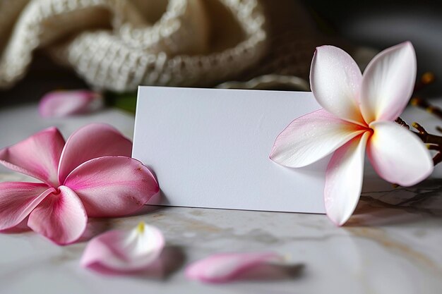 Photo card mockup for spa with hawaiian flowers