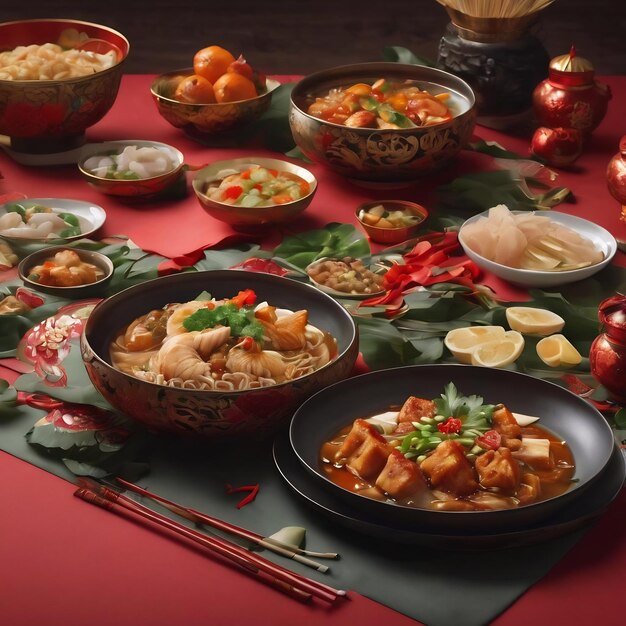 中国の新年料理のカードモックアップ