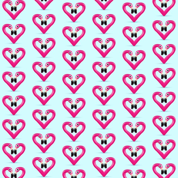 Card for saint valentine's day. flamingo's doing cute heart on blue. modern artwork, bright wallpaper, background, pattern for your device, design or advertisement. romantic, love concept.