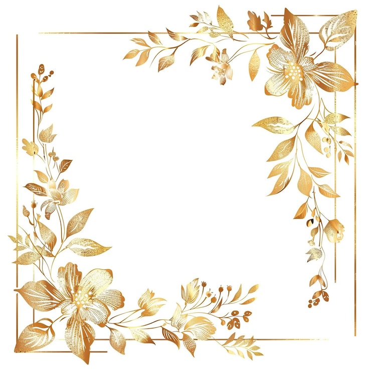 Photo a card template designed in gold floral design on white background generative ai