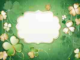 Photo card template with empty space for st patricks day with green four and clover on green background