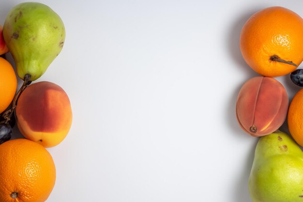 Card and white paper mockup harmonized with fresh fruit crafting a visual symphony