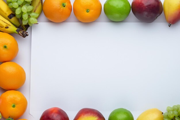 Card and White Paper Mockup Harmonized with Fresh Fruit Crafting a Visual Symphony