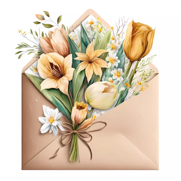 A card with a bouquet of flowers in it