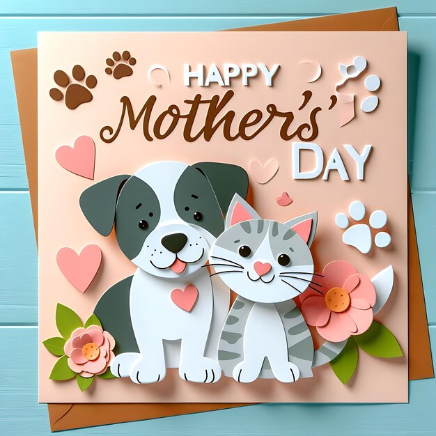 a card with a cat and a dog on it