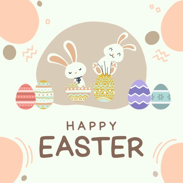 a card with easter eggs and bunny on it