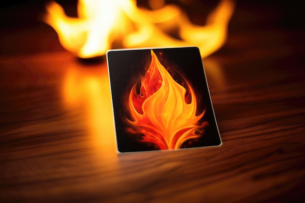 열정 또는 강렬함을 나타내는 불꽃이 있는 카드 생성 AI