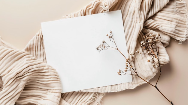 a card with a flower on it is on a white background