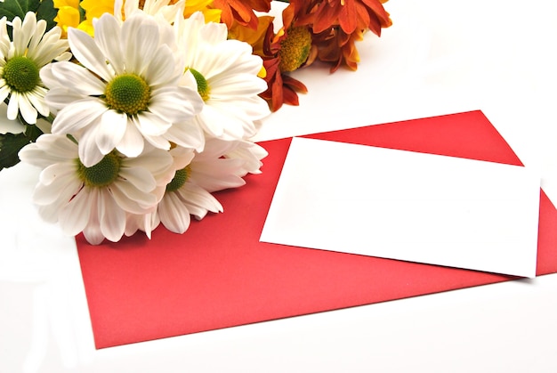 Card with flowers to congratulate Valentine's Day
