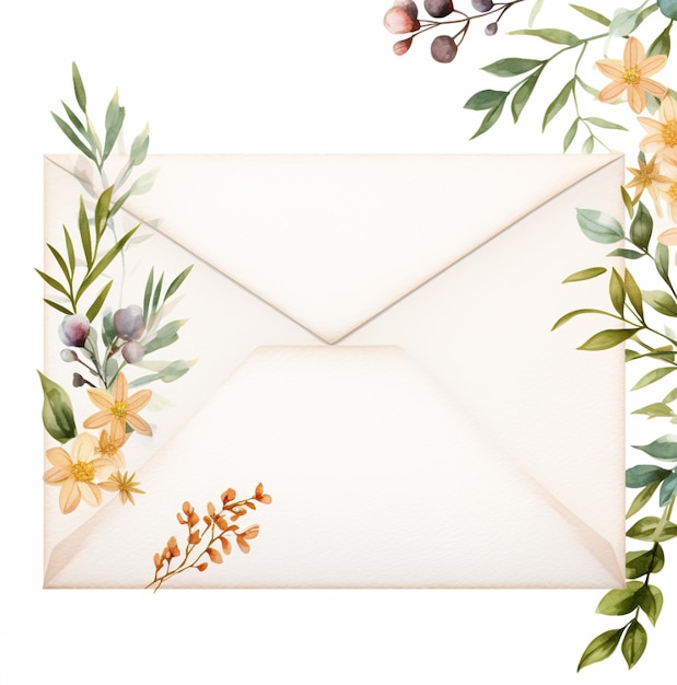 a card with flowers and an envelope that says " the letter is in the middle of it ".