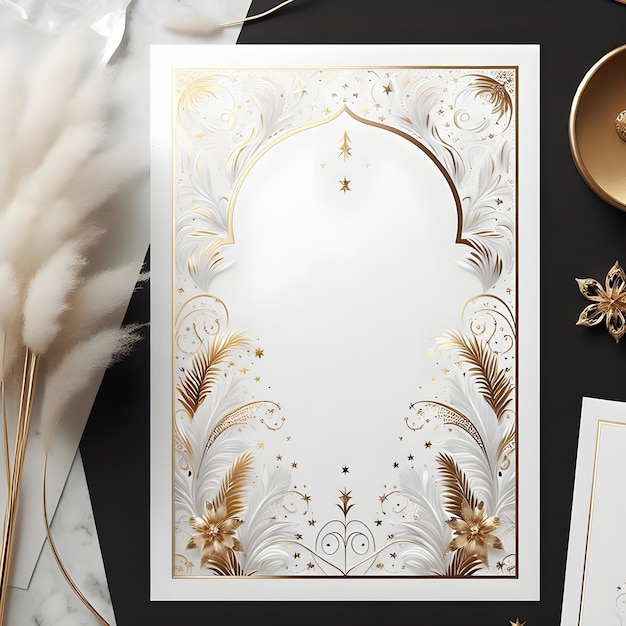 a card with a gold design