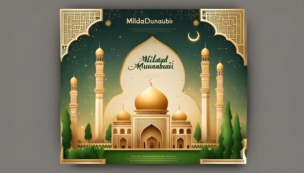 Photo a card with a mosque on it and the words  gimili  on it