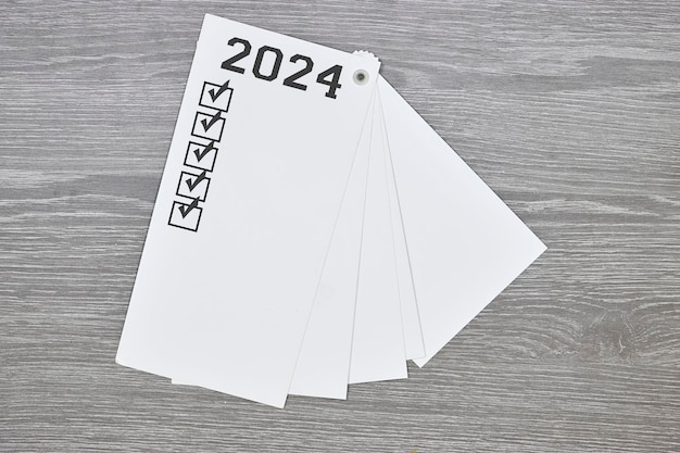 card with New year goals 2024 2024 goals list Resolutions plan goals action checklist idea co