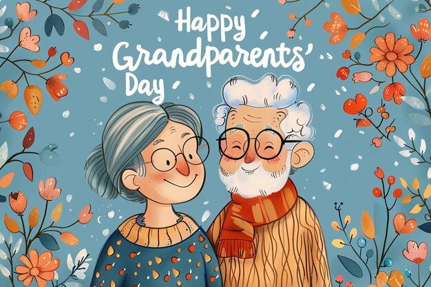 a card with an old man and a grandfather on it