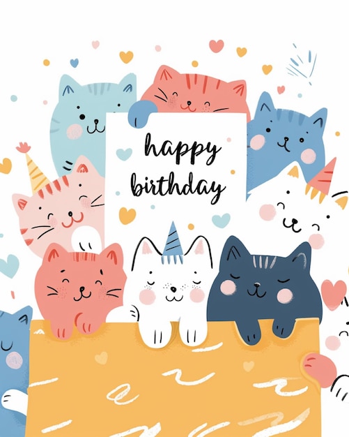 a card with a picture of a cat with a happy birthday greeting