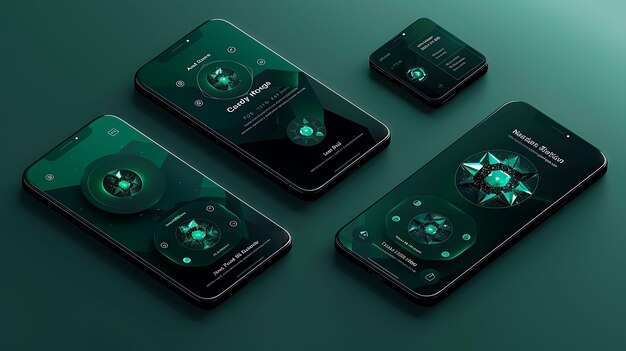 Кардано Криптовалютные инвестиции Мобильный макет с Emerald Creative Idea App Фонные проекты