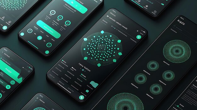 Foto cardano cryptocurrency portfolio mobiele lay-out met groene th creatieve idee app achtergrond ontwerpen