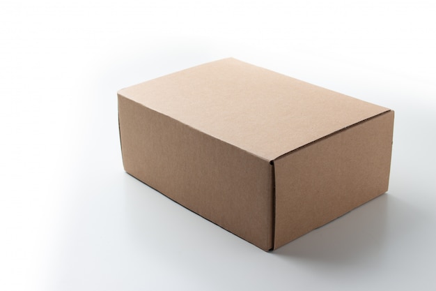 Cardboard Box or brown paper box on white background