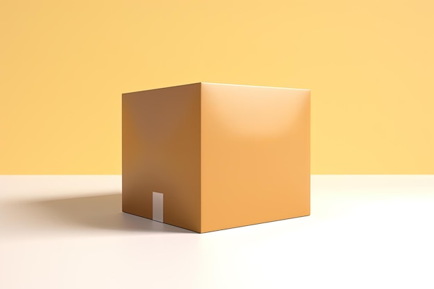 Cardboard box isolated on white and beige background