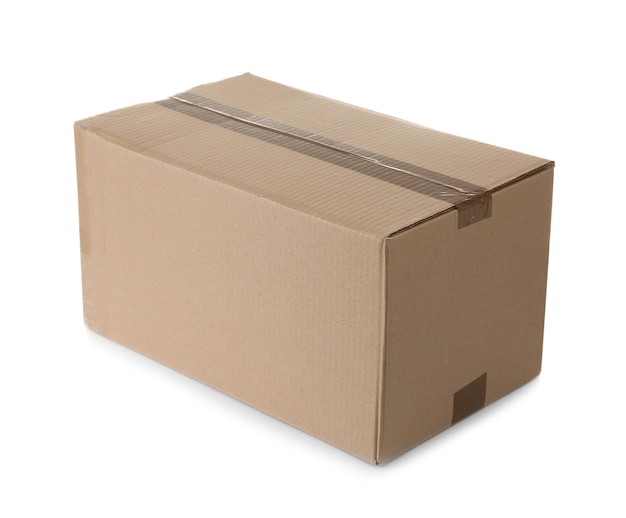 Cardboard box on white background Mockup for design