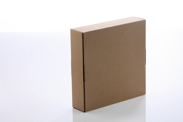 Photo cardboard box on white background