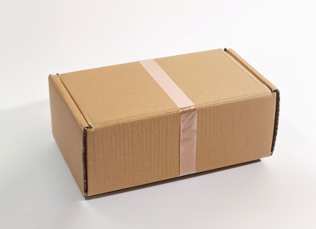 Photo cardboard box on white background