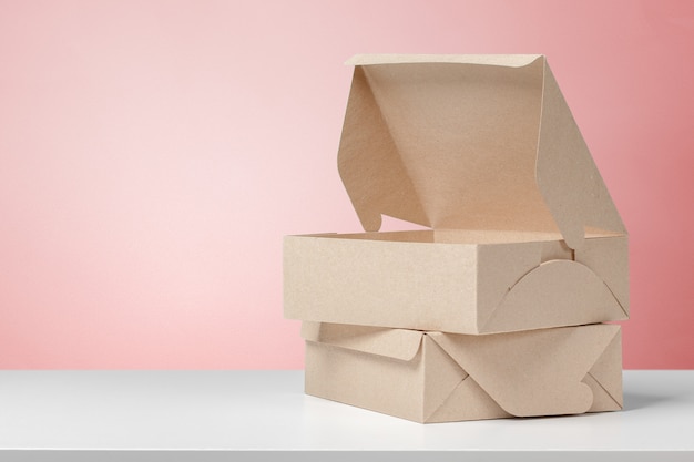 Cardboard box on white desk