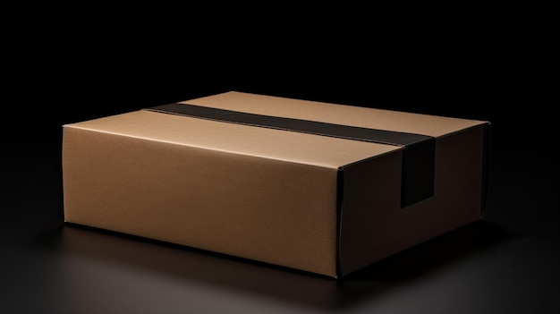 a cardboard box with a black band on it