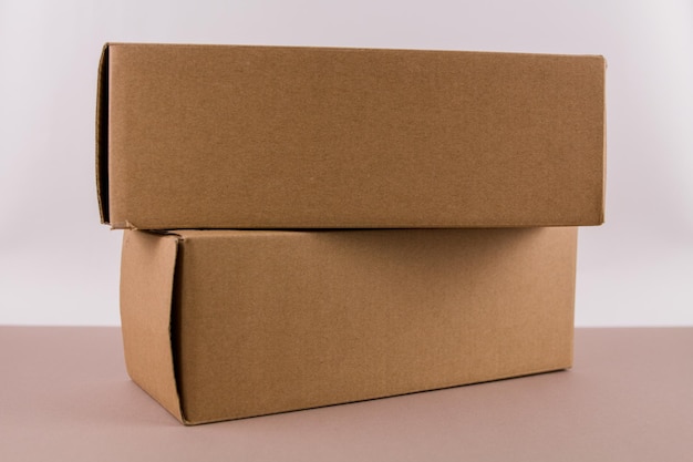 Cardboard boxes in the background for moving or for packaging