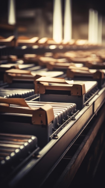 Cardboard boxes on conveyor for shipping Generative AI