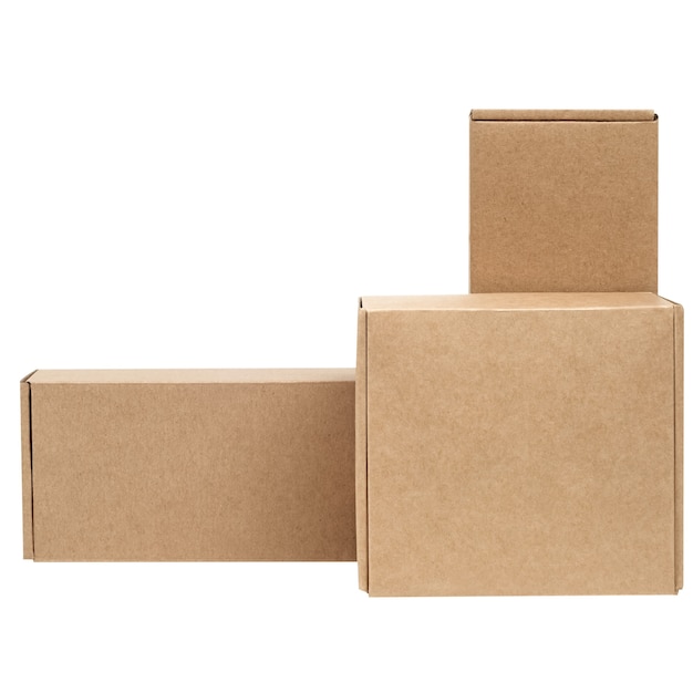 Photo cardboard boxes for goods on a white.