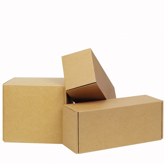 Cardboard boxes for goods on white