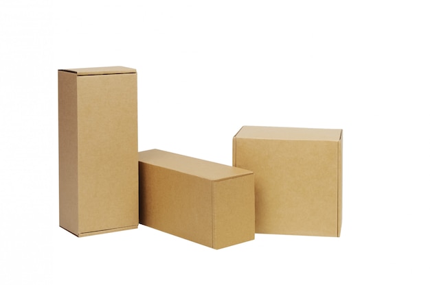 Photo cardboard boxes for goods on white