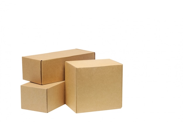 Photo cardboard boxes for goods on white