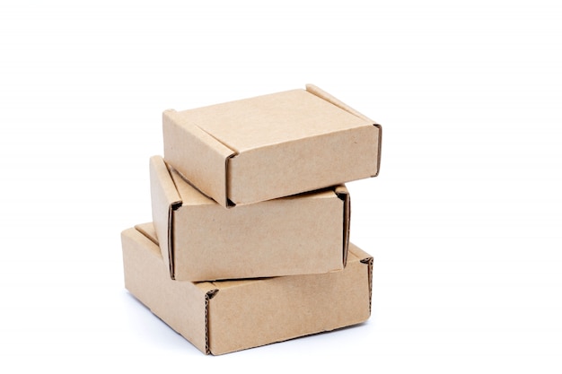 Cardboard boxes isolated on white background.