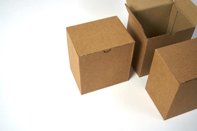Cardboard boxes on an isolated white background