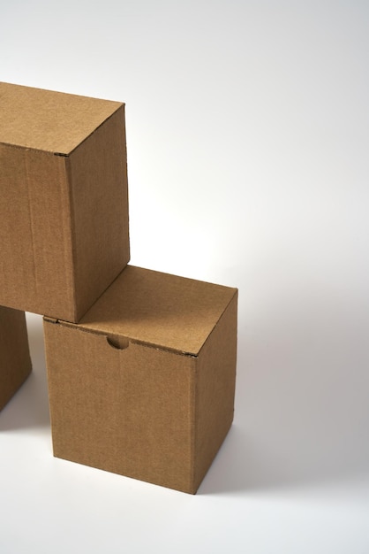 Cardboard boxes on an isolated white background