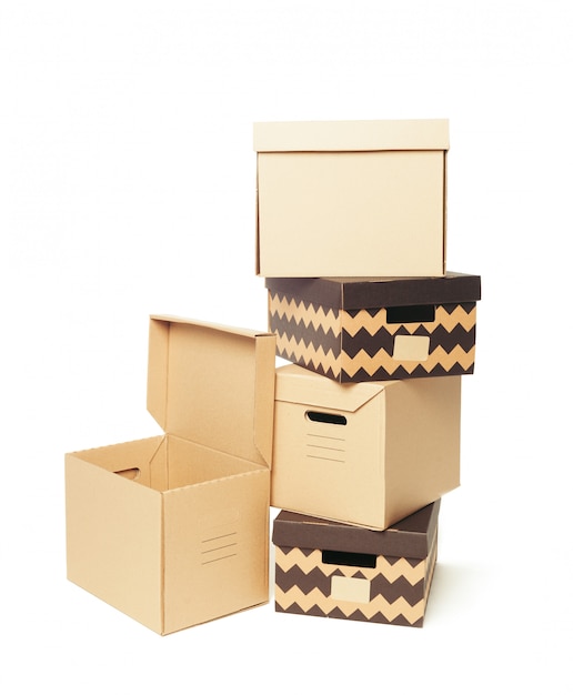 Cardboard boxes isolated over white