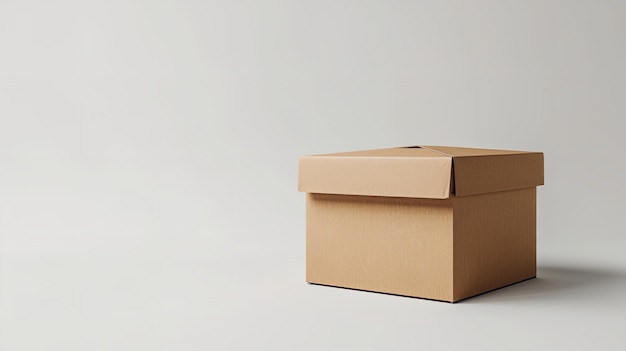 A cardboard boxes mockup on a white surface with space for text or product Generative AI