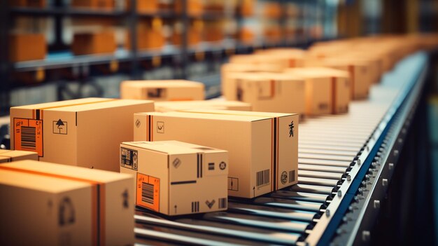 cardboard boxes on pallet warehouse