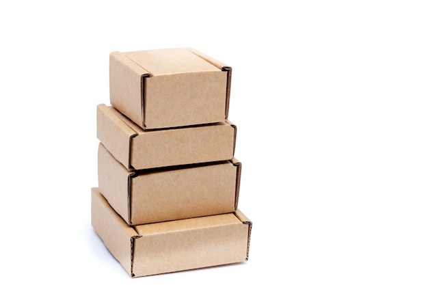 Cardboard boxes of various sizes isolated on white