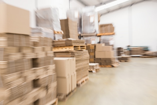 Cardboard boxes in warehouse