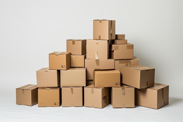 Cardboard boxes white background deliveries concept Generative AI