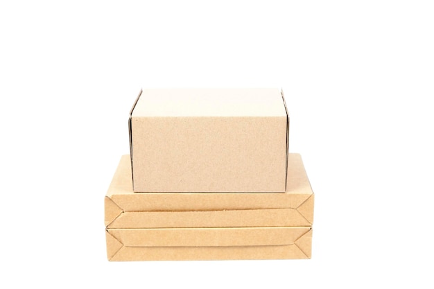 Photo cardboard boxes on white background