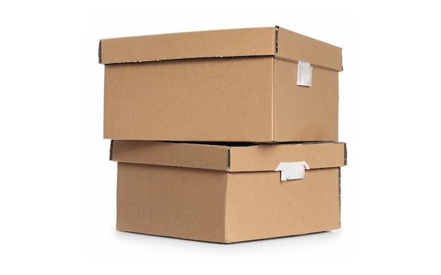 Cardboard boxes on white background