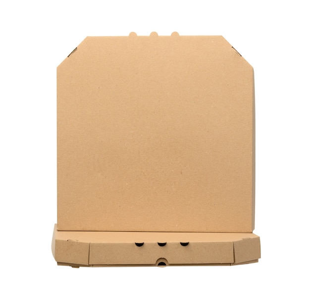 Cardboard brown square box isolated, close up