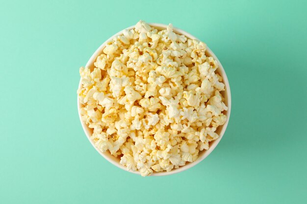 Cardboard bucket with tasty popcorn