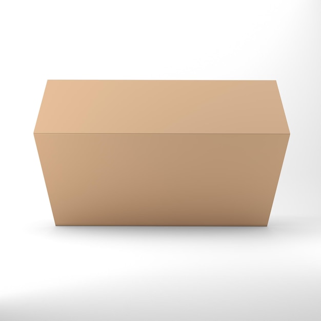 白い背景で分離された段ボールのケーキ ボックスの背面図