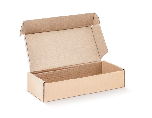 Cardboard kraft box open and isolated 