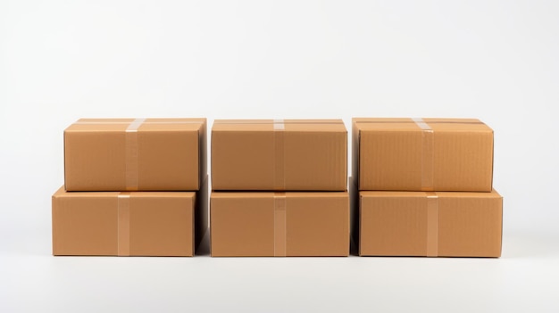 Photo cardboard moving boxes on white background